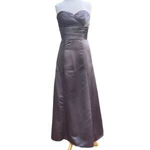 BILL LEVKOFF Gunmetal Gray Strapless Maxi Dress  - Size 10